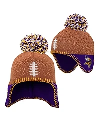 Outerstuff Preschool Brown Minnesota Vikings Football Head with Pom Knit Hat