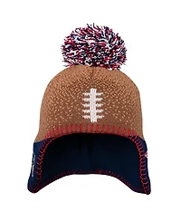 Outerstuff Preschool Brown New England Patriots Football Head with Pom Knit Hat