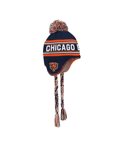 Outerstuff Big Boys and Girls Navy Chicago Bears Jacquard Tassel with Pom Knit Hat
