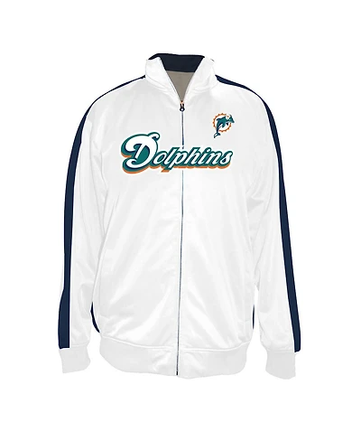 Profile Men's White Miami Dolphins Big Tall Tricot Full-Zip Track Jacket
