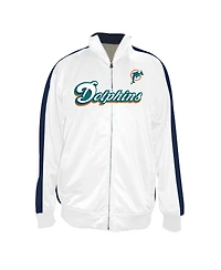 Profile Men's White Miami Dolphins Big Tall Tricot Full-Zip Track Jacket
