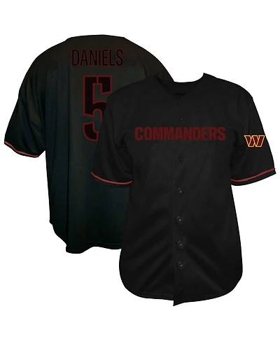 Fanatics Men's Jayden Daniels Black Washington Commanders Big Tall Baseball Button-Up Shirt