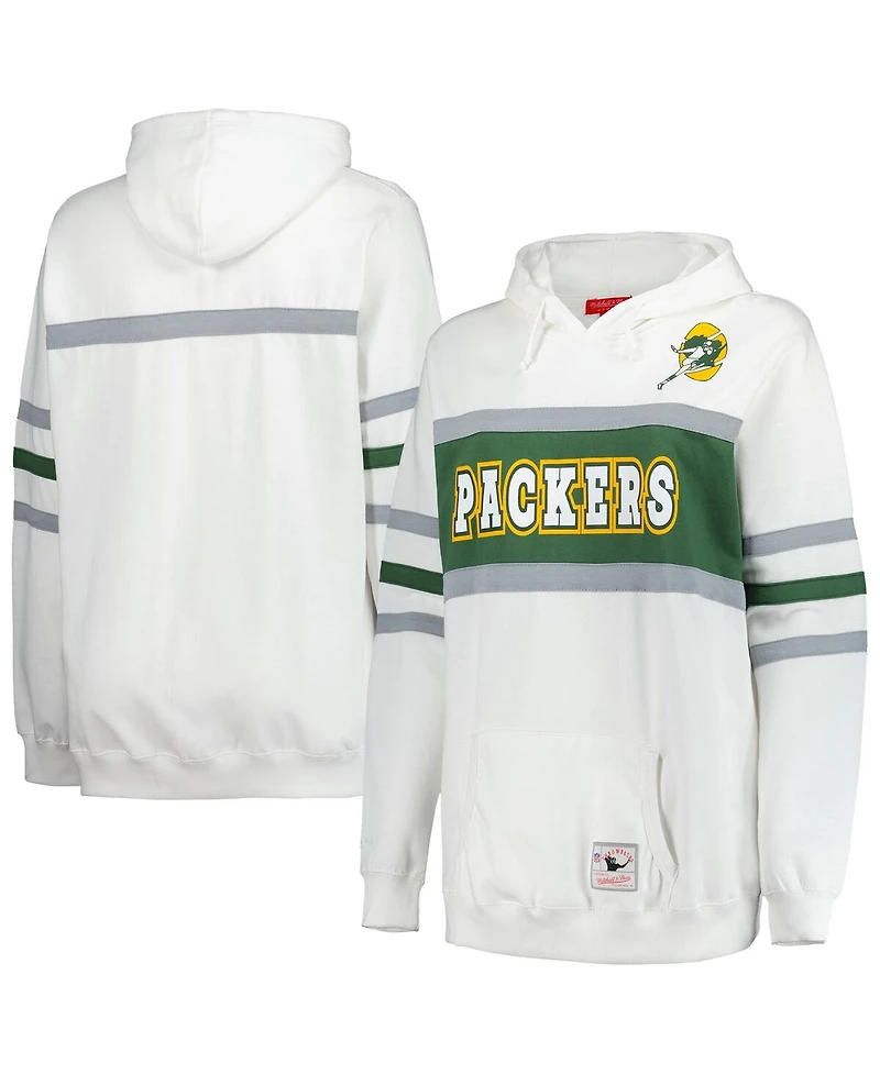 Mitchell & Ness Women's White Green Bay Packers Plus Head Coach Throwback Pullover Hoodie