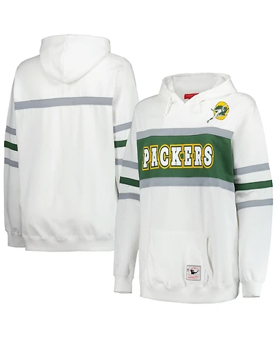 Mitchell & Ness Women's White Green Bay Packers Plus Head Coach Throwback Pullover Hoodie
