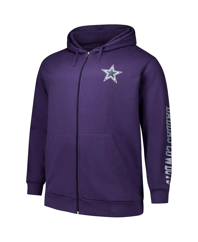 Fanatics Men's Purple Dallas Cowboys Big Tall Sleeve Hit Full-Zip Hoodie