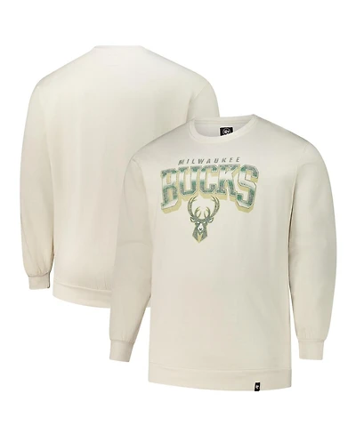 '47 Brand Men's Cream Milwaukee Bucks Big Tall Spotlight Headline Pullover Sweatshirt