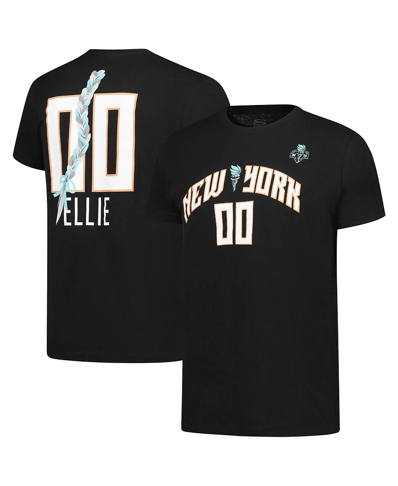 Stadium Essentials Men's and Women's Black New York Liberty Ellie Mascot Name Number T-Shirt