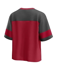 Fanatics Women's Red/Pewter Tampa Bay Buccaneers Home school Jersey Poly V-Neck Fashion Top