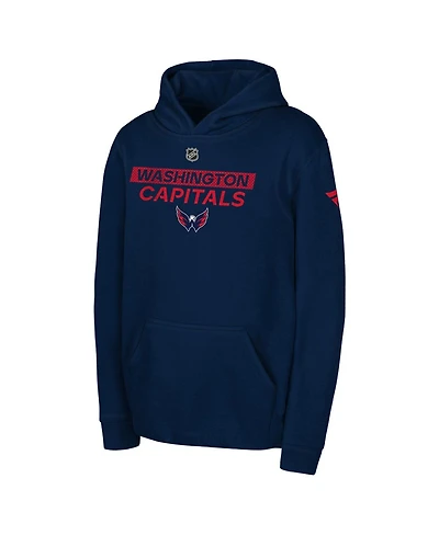 Outerstuff Big Boys and Girls Navy Washington Capitals Authentic Pro Wordmark Fleece Pullover Hoodie