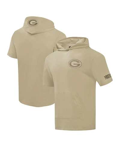 Pro Standard Men's Tan Green Bay Packers Neutrals Capsule Short Sleeve Pullover Hoodie