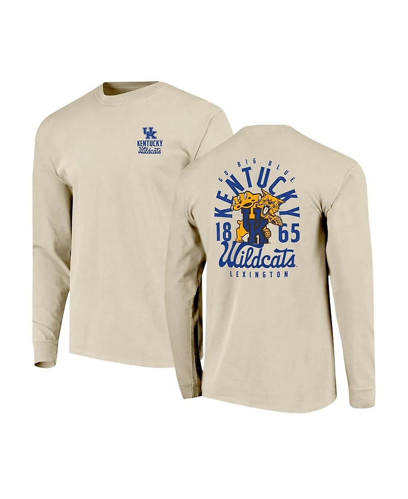 Image One Men's Natural Kentucky Wildcats Comfort Colors Mascot Overlay Long Sleeve T-Shirt