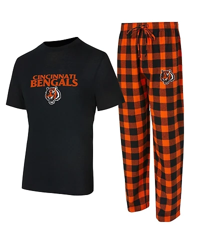 Concepts Sport Men's Black/Orange Cincinnati Bengals Avondale T-Shirt Flannel Pants Set