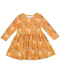 ZooZatz Girls Toddler Tennessee Orange Volunteers Allover Print Long Sleeve Dress