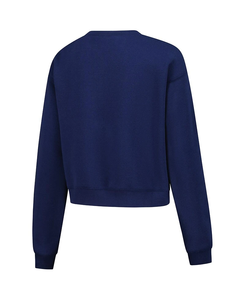 ZooZatz Women's Navy Notre Dame Fighting Irish Chenille Cropped Sweatshirt