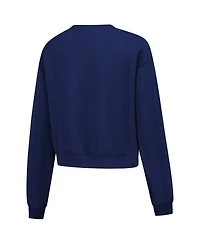ZooZatz Women's Navy Notre Dame Fighting Irish Chenille Cropped Sweatshirt