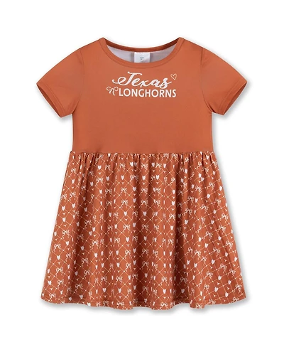 ZooZatz Girls Toddler Texas Orange Texas Longhorns Short Sleeve Dress