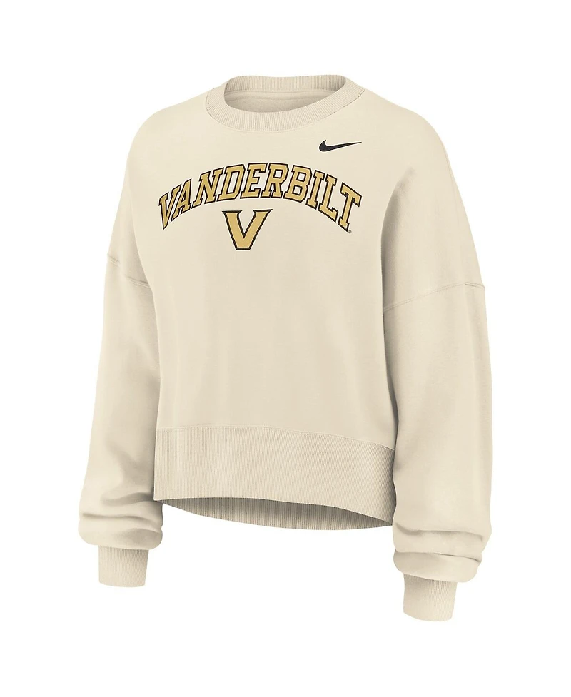 Nike Women's Natural Vanderbilt Commodores Phoenix Fleece Oversized Cropped Sweatshirt