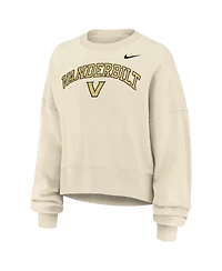 Nike Women's Natural Vanderbilt Commodores Phoenix Fleece Oversized Cropped Sweatshirt