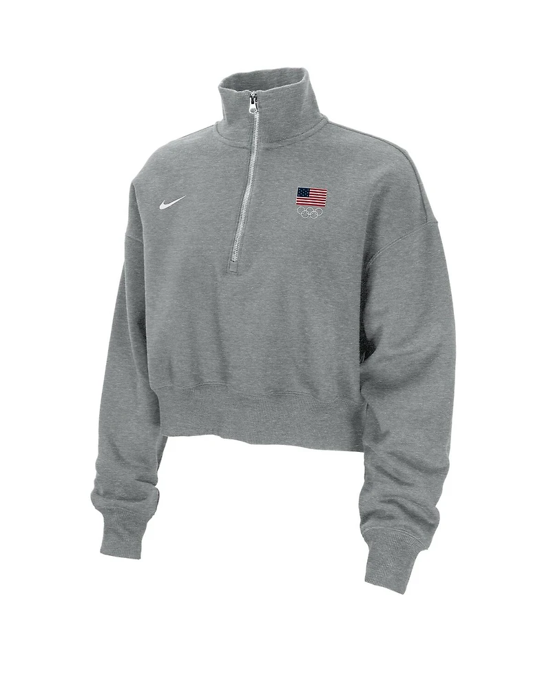 Nike Women's Gray Team Usa Phoenix Fleece Half-Zip Sweatshirt