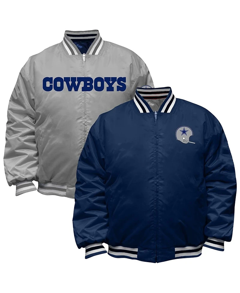 Mitchell & Ness Men's Navy/Silver Dallas Cowboys Big Tall Throwback Reversible Full-Zip Jacket