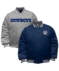 Mitchell & Ness Men's Navy/Silver Dallas Cowboys Big Tall Throwback Reversible Full-Zip Jacket