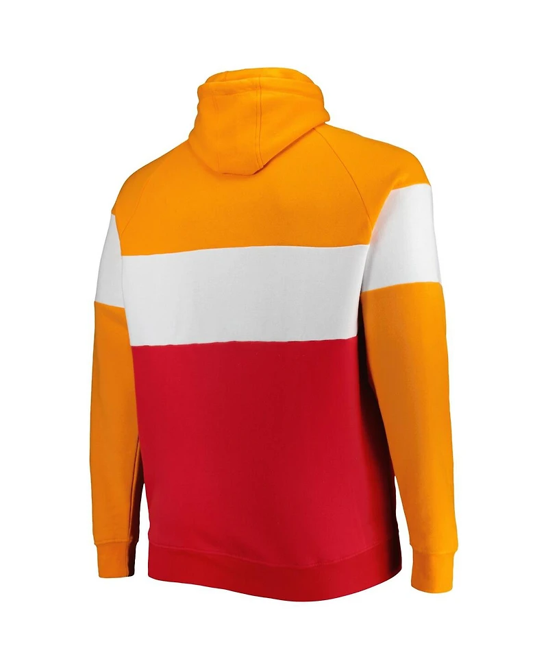 New Era Men's Red Tampa Bay Buccaneers Big Tall Throwback Colorblock Raglan Pullover Hoodie