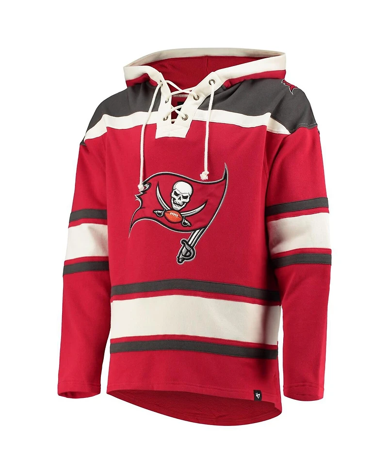 '47 Brand Men's Red Tampa Bay Buccaneers Lacer V-Neck Pullover Hoodie