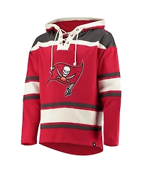'47 Brand Men's Red Tampa Bay Buccaneers Lacer V-Neck Pullover Hoodie