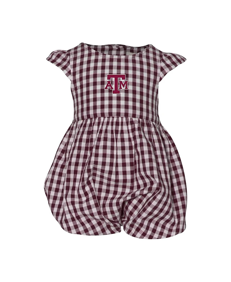 Garb Baby Boys and Girls Maroon Texas A M Aggies Cara Gingham Ruffled Bodysuit