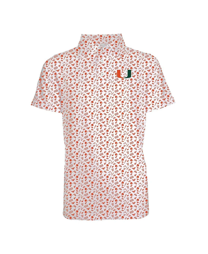 Garb Big Boys and Girls Orange Miami Hurricanes Tom Allover Print Performance Polo Shirt