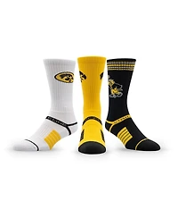 Strideline Men's and Women's 3-Pack Iowa Hawkeyes Premium Knit Crew Socks