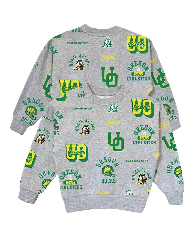 Gameday Couture Big Girls Gray Oregon Ducks Always On Repeat Pullover Sweatshirt