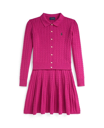 Polo Ralph Lauren Girls 7-16 2-Piece Cotton Cardigan Sweater and Skirt Set