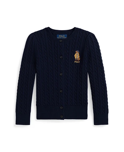 Polo Ralph Lauren Girls 2T-6X Bear Mini-Cable Cardigan
