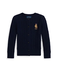 Polo Ralph Lauren Girls 2T-6X Bear Mini-Cable Cardigan