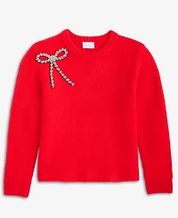 CeCe Girls 7-16 Crewneck Rhinestone-Bow Pullover Sweater
