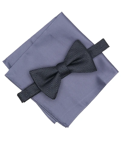 Alfani Men's 2-Piece Dune Herringbone Bow Tie and Pocket Square Set