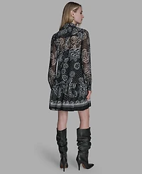 Bcbg Women's Drop-Waist Shift Long Sleeve Dress