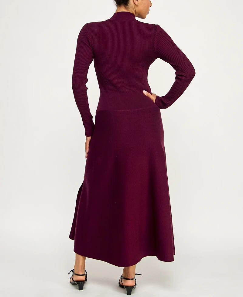 Invitee Women's Long Sleeve Fit & Flare Sweater Dress