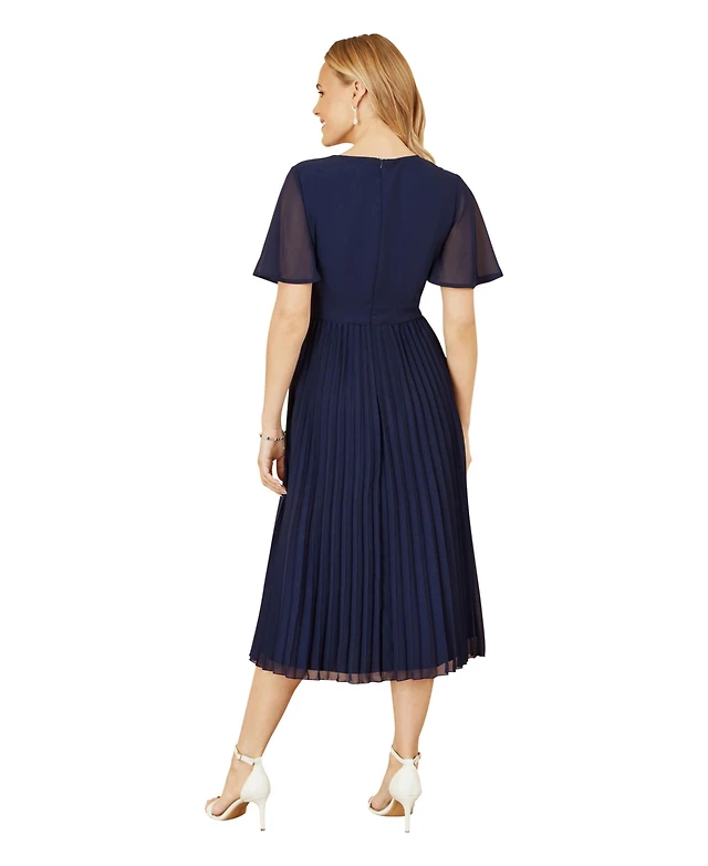 zara blue pleated dress Zara Blue Pleated Dress Size 12 – Follow The Clothes main image 0