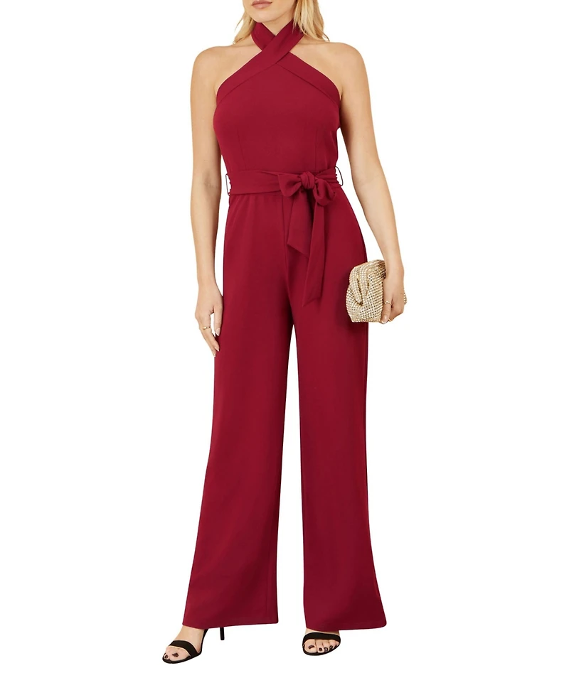Yumi Women's Cross Over Halter Neck Jumpsuit