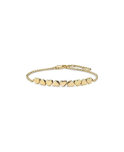 Devata Sweet Heart Chain Bracelet in Gold Plated Sterling Silver, Adj 6.5/7.0/7.5 inch
