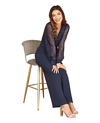 Yumi Women's Long Sleeved Sequin Jumpsuit