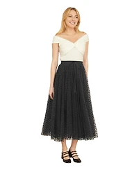 Yumi Women's Mesh Heart Print Tulle Skirt