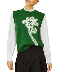 Yumi Women's Knitted Floral Sleeveless Sweater Vest