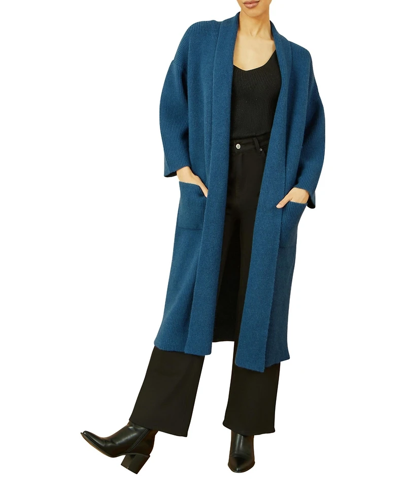 Yumi Women's Knitted Maxi Cardigan With Pockets