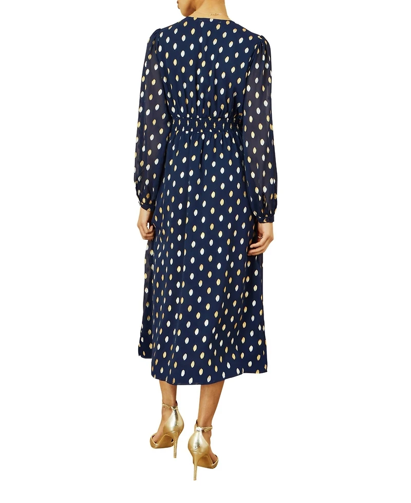 Yumi Women's Elegant Foil Print Midi Dress
