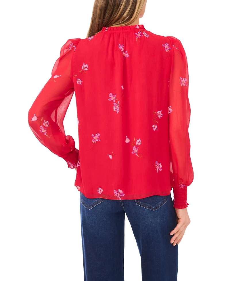 CeCe Women's Ruffle Detail Long Sleeves Top