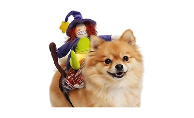 Fuzzwoof Howling Witch Dog Halloween Costume with Spooky Sound, Funny Dog Outfit with Creepy Laughing Witch, Dog Costume for All Breeds (Small