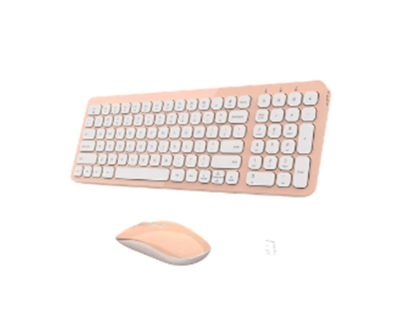 Wireless Keyboard And Mouse Combo, Ergonomic Wireless Mouse And Keyboard Set For Computer, Compact And Silent Mouse And Keyboard For Laptop, Pink